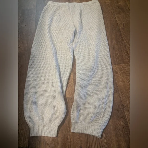 Aerie Womens Pants Waffle Knit Joggers Sweatpants Gray Size Large Drawstring - Picture 6 of 6